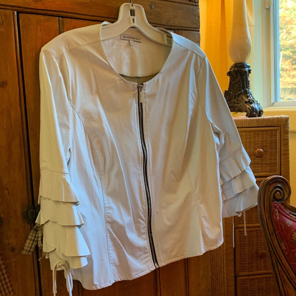 Coat, white, San Francisco, Large, False Leather.